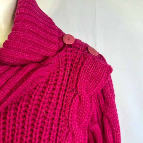 SPANNER VINTAGE PINK WOOL SWEATER JACKET 2 in 1 SWEATER DRESS CHUNKY SWEATER - Picture 8 of 16